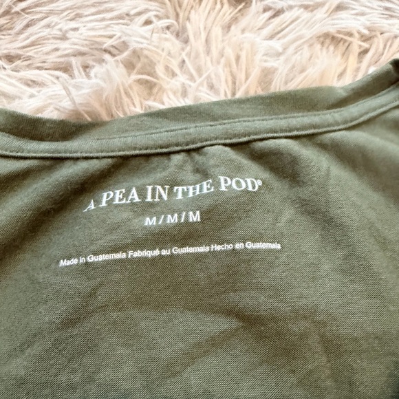 A Pea in the Pod Olive Ruched Maternity Short Sleeve Top - Picture 2 of 2